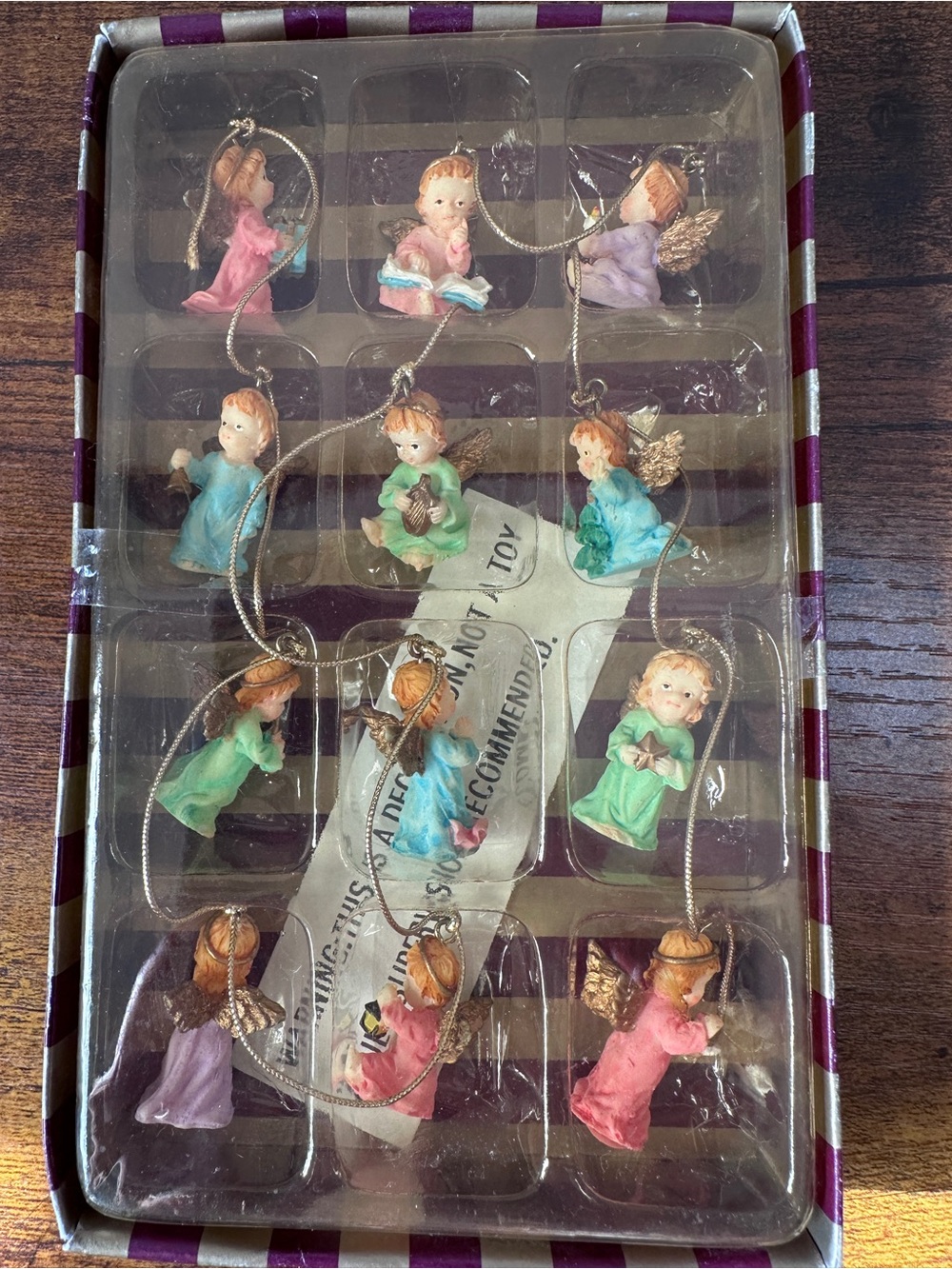 Vintage Miniature Angel Christmas Ornaments Boxed Set of 12 Mini Angel Band - Picture 3 of 5